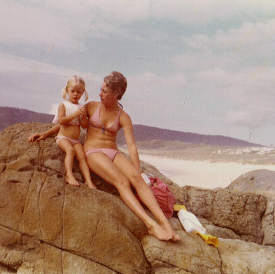 Mum and I at the beach in NSW, 1973